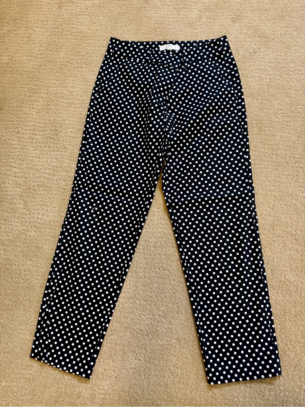 LOFT Black & White Polka Dot Cropped Pants